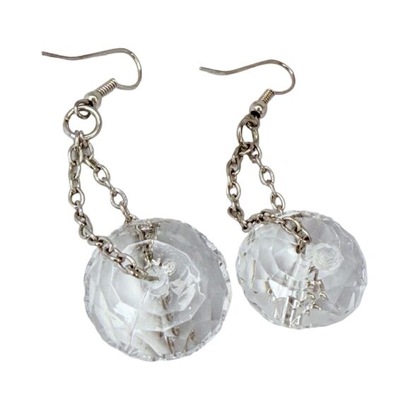 VTG Long Crystal Dangle Earrings 2" Silver Runway Spinner Bold - Picture 7 of 9